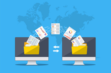 two computers with folders on screen vector image