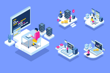 cloud server data center is a network service vector image