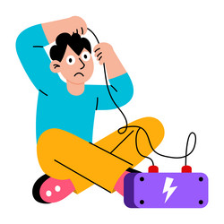 flat style showing a character fixing vector image