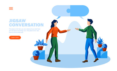 problem solving with jigsaw and two people vector image