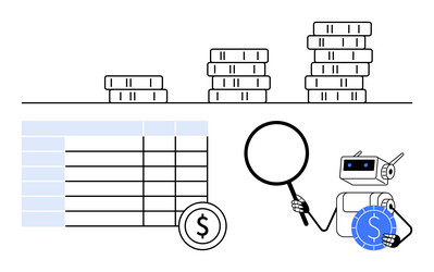 robot analyzing financial data and tracking vector image