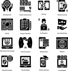 set user interface solid icons vector image