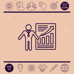 Presentation sign icon man standing with pointer vector