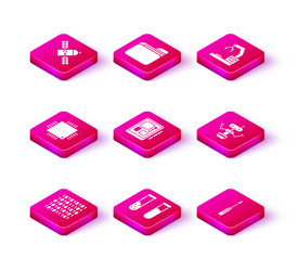 set binary code test tube and flask processor vector image