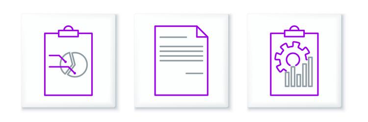 set line clipboard with graph chart and document vector image
