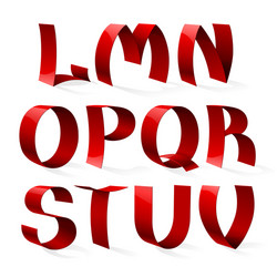 set of isolated red color shiny ribbon font a-k vector image