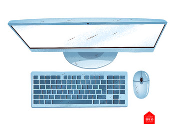 top view of desktop computer vector image