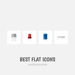 Flat icon device set of memory resist transistor vector