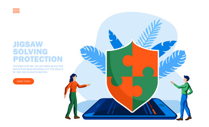 problem solving with jigsaw shield on mobile vector image