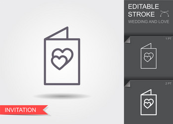 wedding invitation line icon with shadow vector