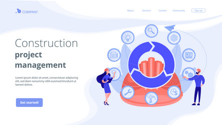 building information modeling concept landing page vector image