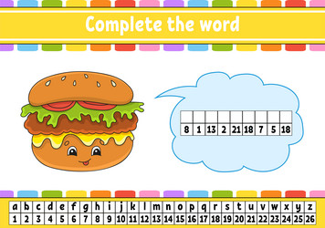 complete the words cipher code learning vector image