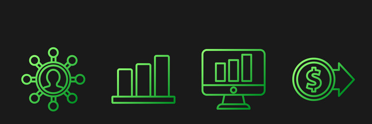 set line monitor with graph chart business vector image