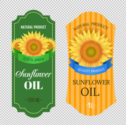 Sunflowers oil labels isolated transparent vector