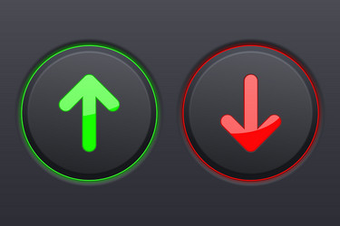 up and down round black buttons with green red vector image