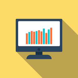 computer screen with graph icon in flat style vector