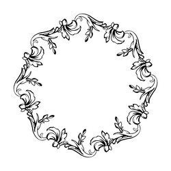 Vintage Floral Circle Frame Vector Image