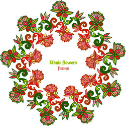 Floral Ethnic Frame Vector Image