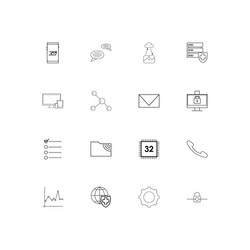 Internet technologies linear thin icons set vector