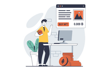 nft token concept with people scene in flat design vector