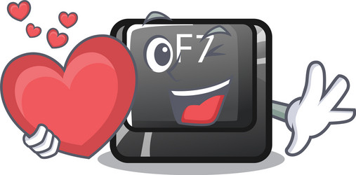 with heart f7 button installed in computer cartoon vector image