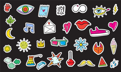 Cute colorful modern patch set fashion patches vector