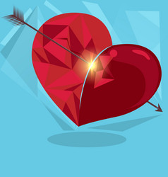 Red origami heart vector