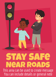 safe traffic rules for kids card or banner flat vector