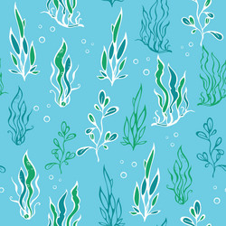 Green underwater seaweed seamless pattern Vector Image