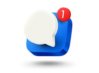 mobile app button with speech bubble 3d vector image