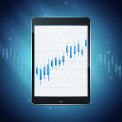 tablet with forex chart on desktop vector