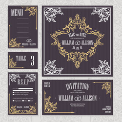Elegant Wedding Stationery Set Vector Image