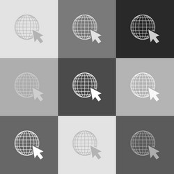earth globe with cursor grayscale version vector image