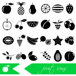 Fruit theme black simple icons set eps10 vector