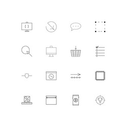 internet technologies linear thin icons set vector image