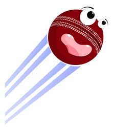 loud funny crazy cricket ball flies with great vector