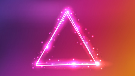neon double triangular frame with shining effects vector image