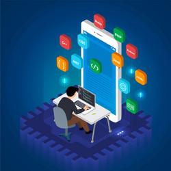 programmer mobile application vector image