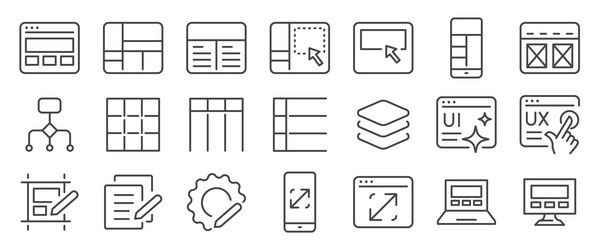 template icon set it included mockup wireframe vector image