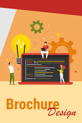 tiny programmers coding new project vector image