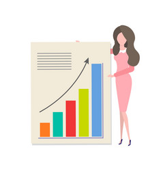 cartoon woman presenting diagram with income vector