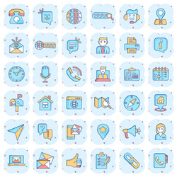 Contact us icon set in comic style mobile vector