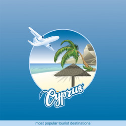 Drawing island cyprus with a palm tree vector