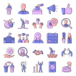 politics and voting line icon set vector