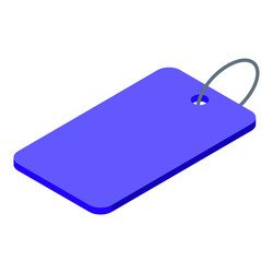 blue rectangular label with string showing vector image