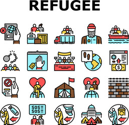 Refugee from problem collection icons set vector