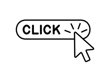 Click here button with cursor icon vector