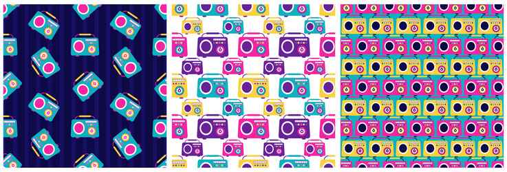 set of radio seamless pattern design with player vector image