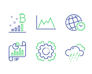 Time zone report document and diagram icons set vector