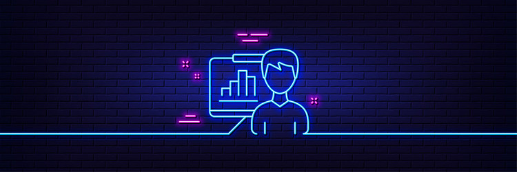 Presentation board line icon column graph sign vector